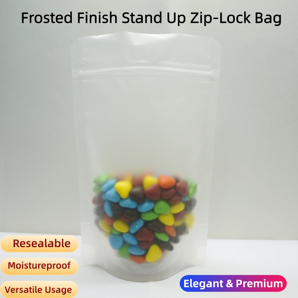 Food Snacks Items - 100pcs Matte Clear Stand Up Zip