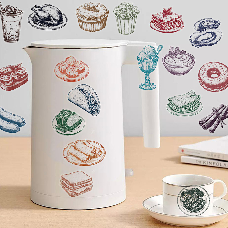 Yummy Food Snacks - 50PCS Retro Food Stickers Set Transparent